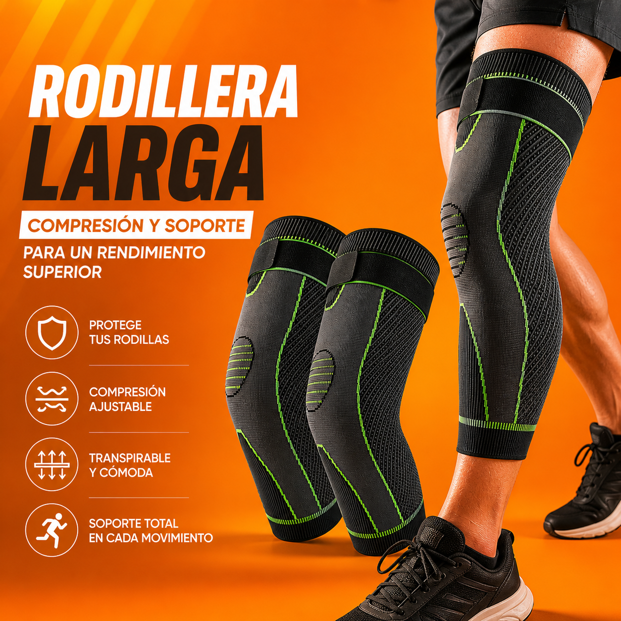 MoveFree™ Rodillera larga compresiva