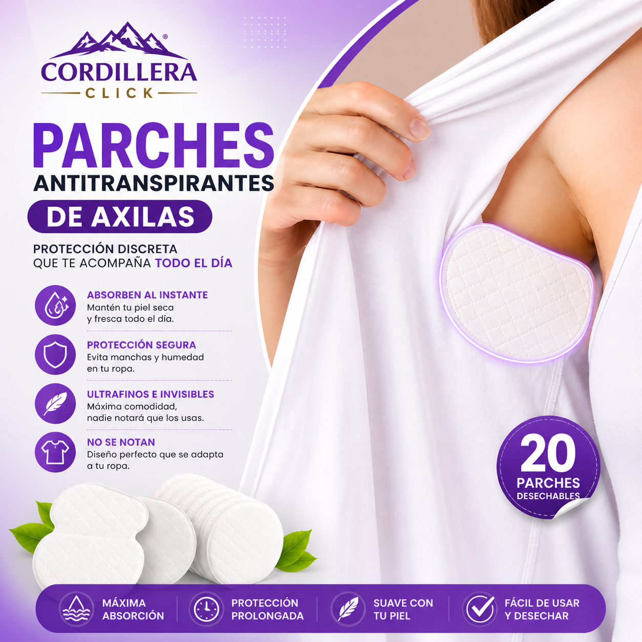 Absorbent wipes™ Parches antitranspirantes para axilas.